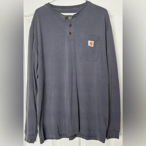 Carhartt Original Fit Henley Shirt L Gray K128 Long Sleeve Heavyweight Workwear